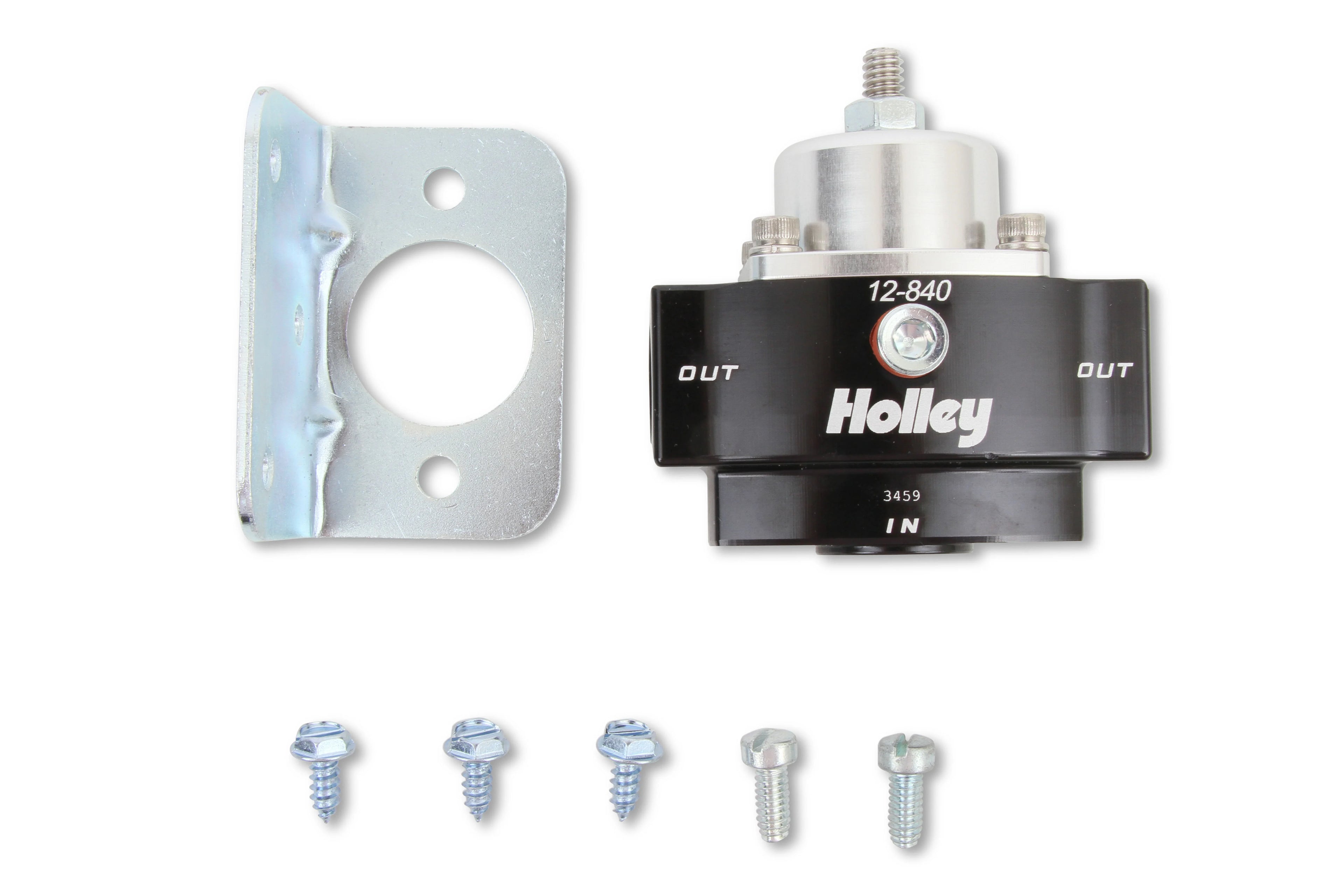 Holley 12-840 Fuel pressure regulator with mounting bracket and gauge port plug included