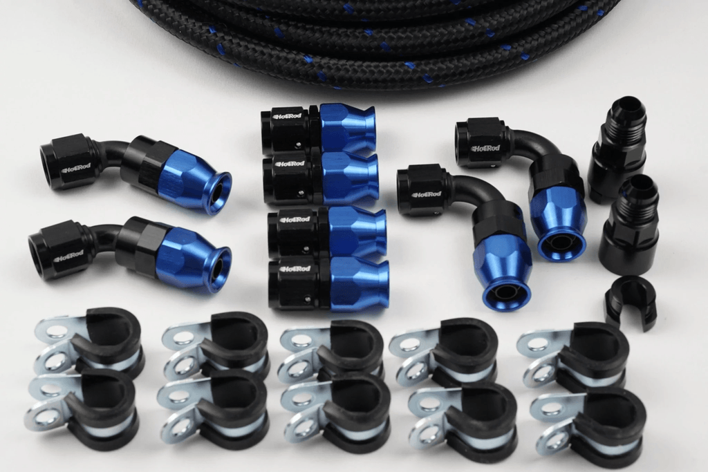 2x EFI Fuel Rail Adapter Fittings – AN6 To 3/8" & 5/16" – For LS1 LQ4 LQ9 – Black Anodized