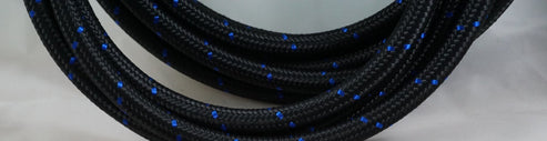 PTFE lined Black Nylon with Blue Check braided hose - AN6, AN8, AN10