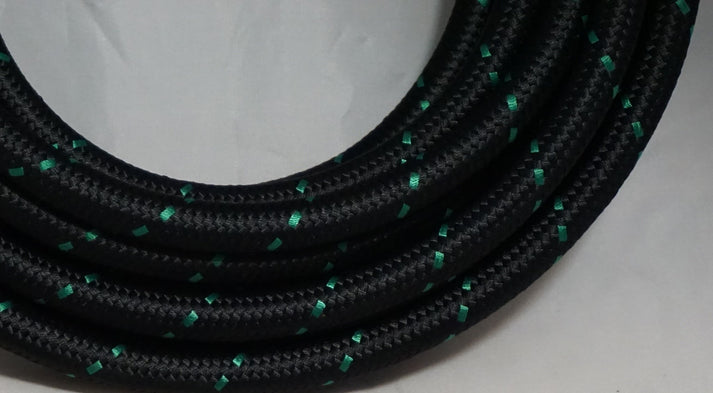 PTFE lined Black Nylon with Green Checks braided hose - AN6, AN8, AN10