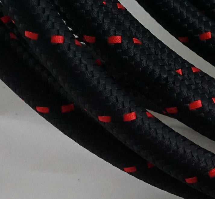 PTFE lined Black Nylon with Red Check braided hose - AN6, AN8, AN10