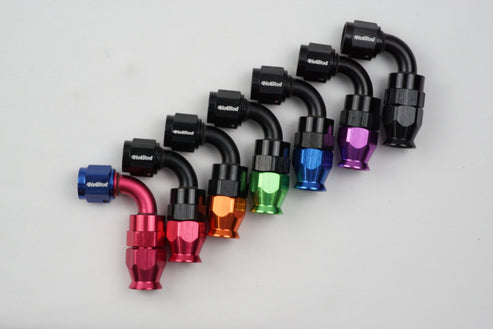 AN  PTFE Reusable 90 degree swivel hose end - AN6, AN8, AN10